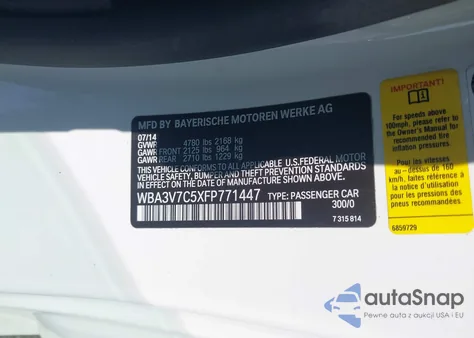 2015 BMW 428I z USA, uszkodzony, nr VIN WBA3V7C5XFP771447